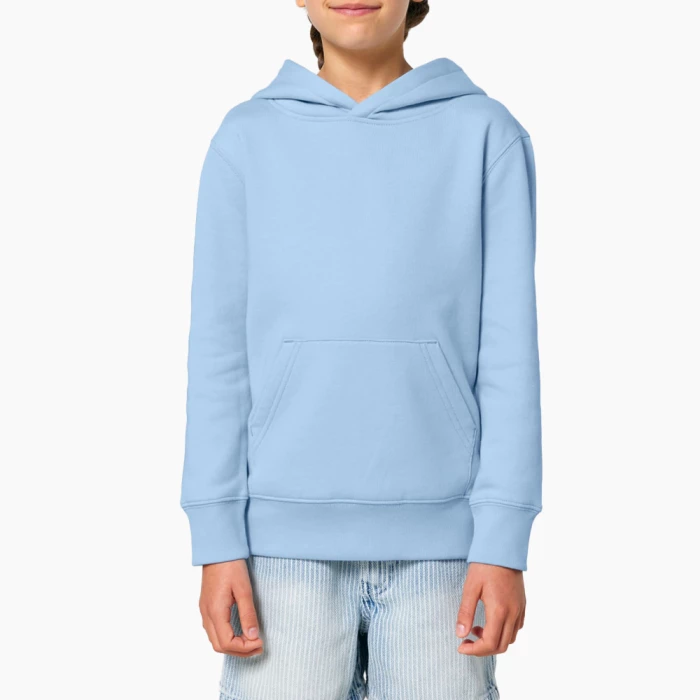 Sweat Capuche Premium Bio Enfant Imprimé Bleu clair